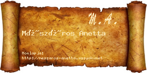 Mészáros Anetta névjegykártya