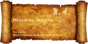 Mészáros Anetta névjegykártya